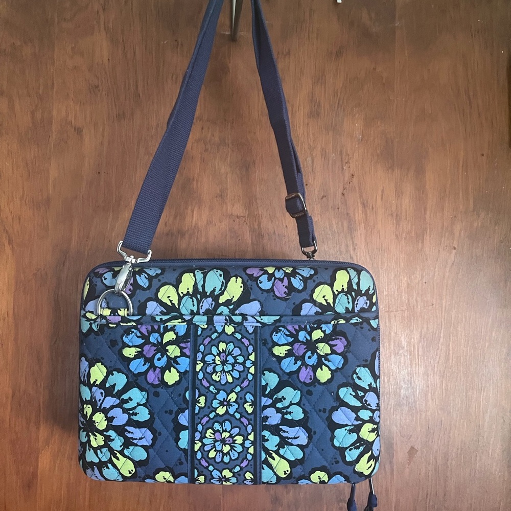Vera Bradley Quilted Tablet bag in Navy with Teal, Purple & Yellow Accents